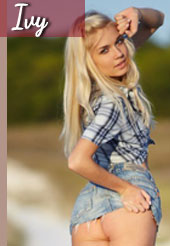Ivy has the southern look with daisy dukes and blonde hair